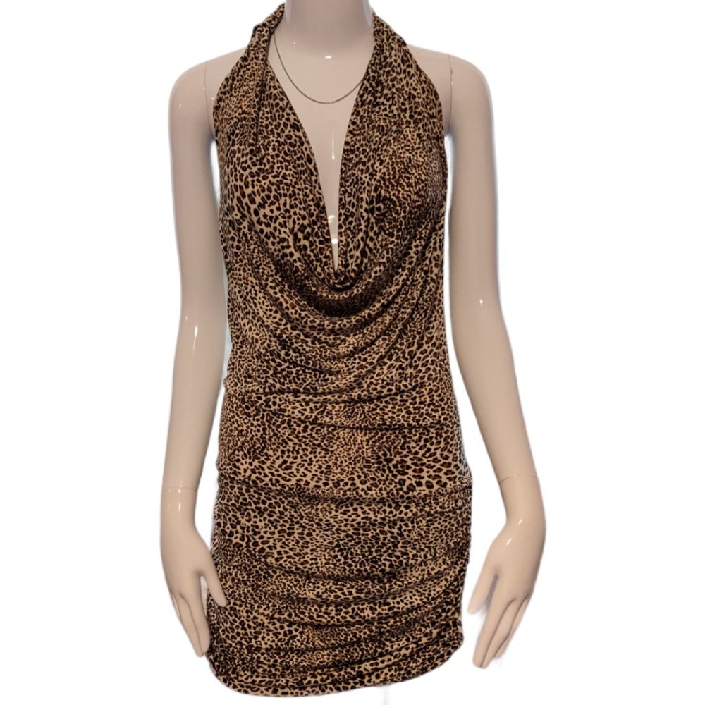 Body Central  Leopard Backless Dress Size  L